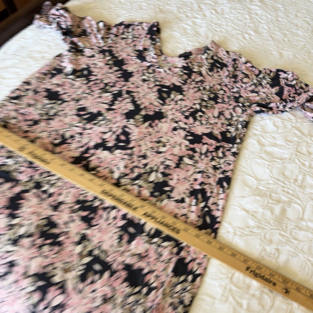 J. Jill Wearever Collection Dress L Shift Double V-Neck Pleat Floral Pockets - Picture 9 of 12
